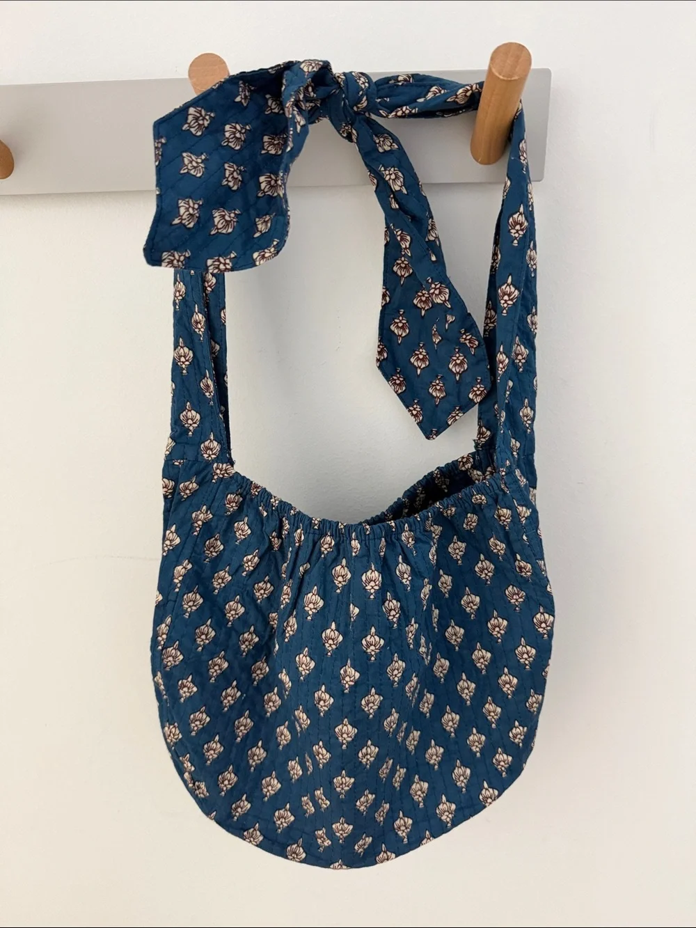 ZÚA Quilted Floral-Print Tie-Handle Shoulder Bag in Teal